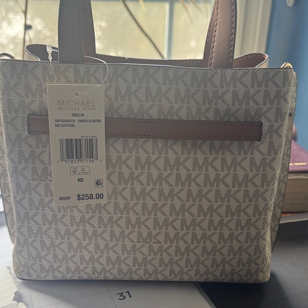 Michael Kors Signature Brown and Cream Satchel - Picture 4 of 5